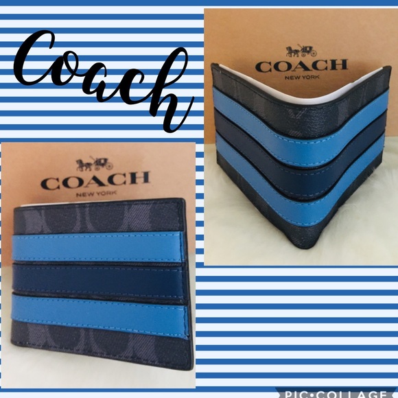 NWT Coach Slim Bifold Wallet In Signature Canvas - Picture 1 of 7